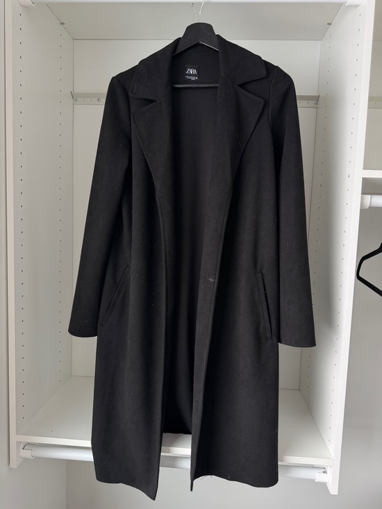 Zara Jackets & Blazers - ZARA Black Open-Front Soft Long Trench Coat